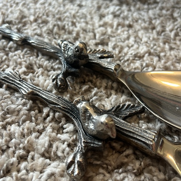 RARE COMPLETE SET! Star Home Birds & Branches Bowl Nickel-Plated Cast Aluminum - Picture 4 of 11